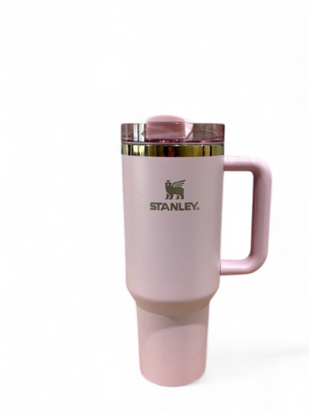 Stanley Pink and Gold Travel Mug with Handle